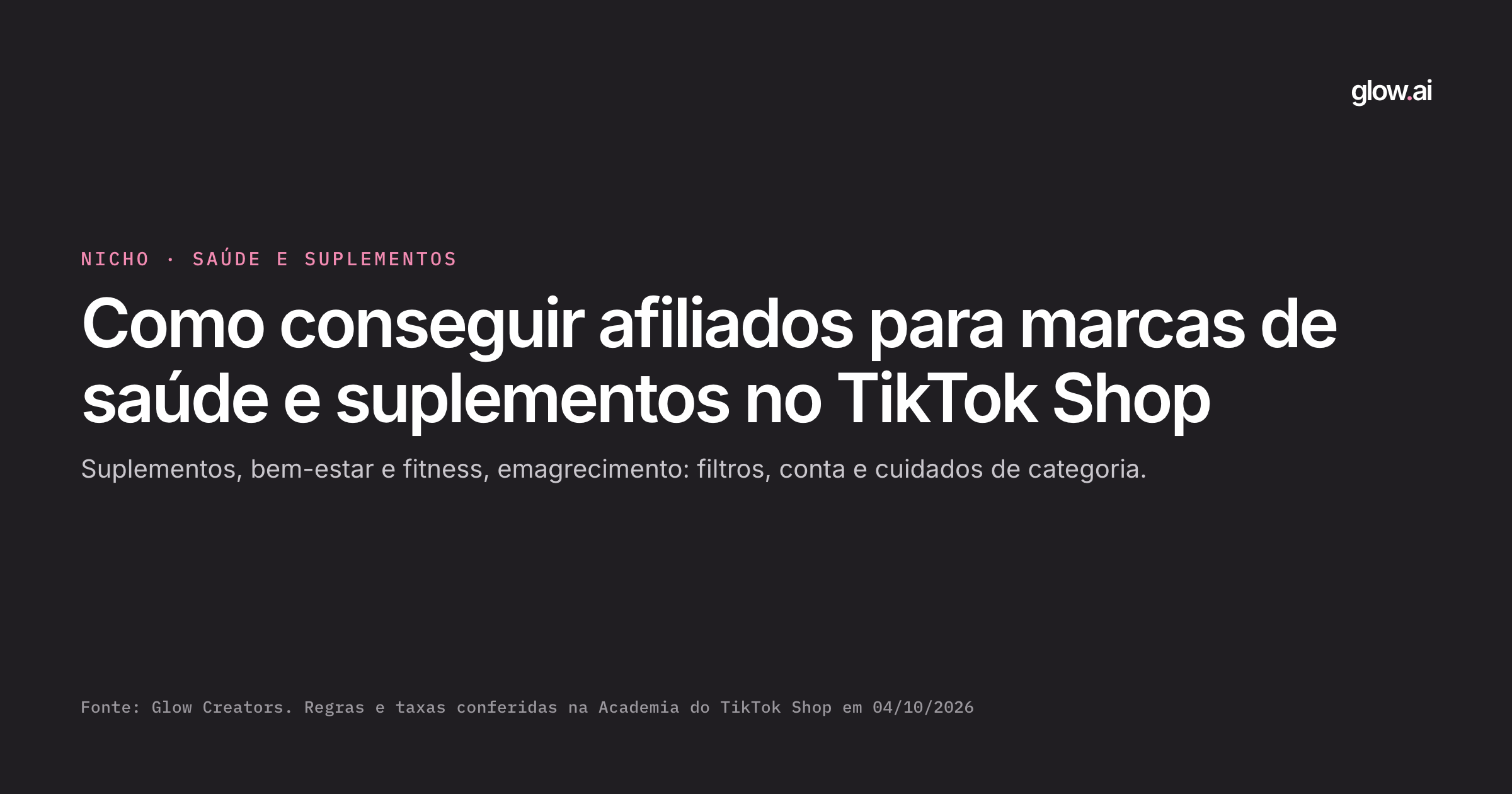 Capa: Afiliados para marcas de saúde e suplementos no TikTok Shop