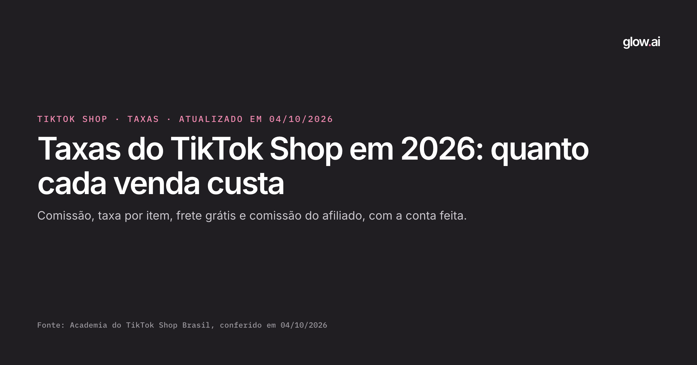 Capa: Taxas do TikTok Shop em 2026: quanto cada venda custa